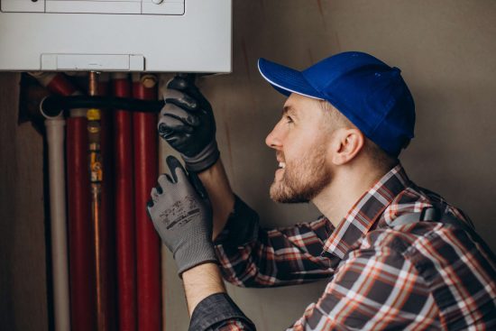 service-man-adjusting-house-heating-system